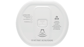 A full-body picture of the Carbon Monoxide Detector with buttons shown.