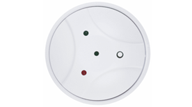 A full-body picture of the Glass Break Detector, with LED lights shown.